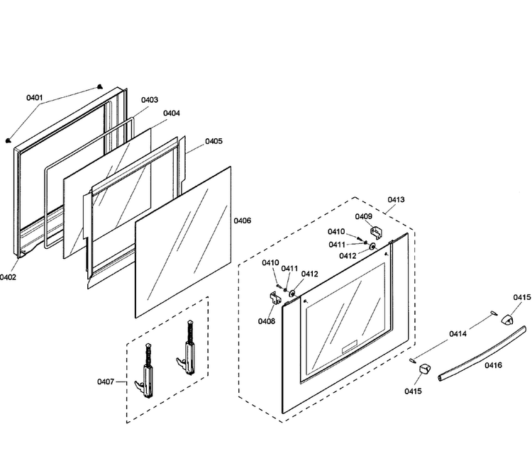 Door Assy Diagram and Parts List for HBL3360UC 02 Bosch Wall Oven
