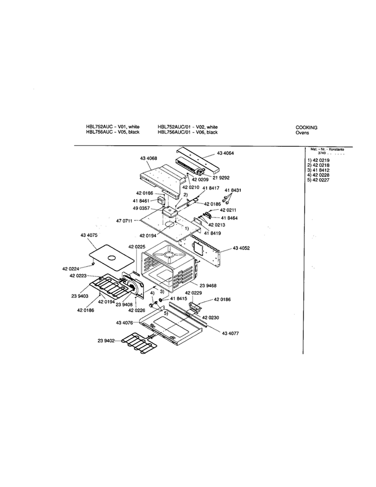 Lower Cavity Diagram and Parts List for HBL756AUC 00 Bosch Wall Oven