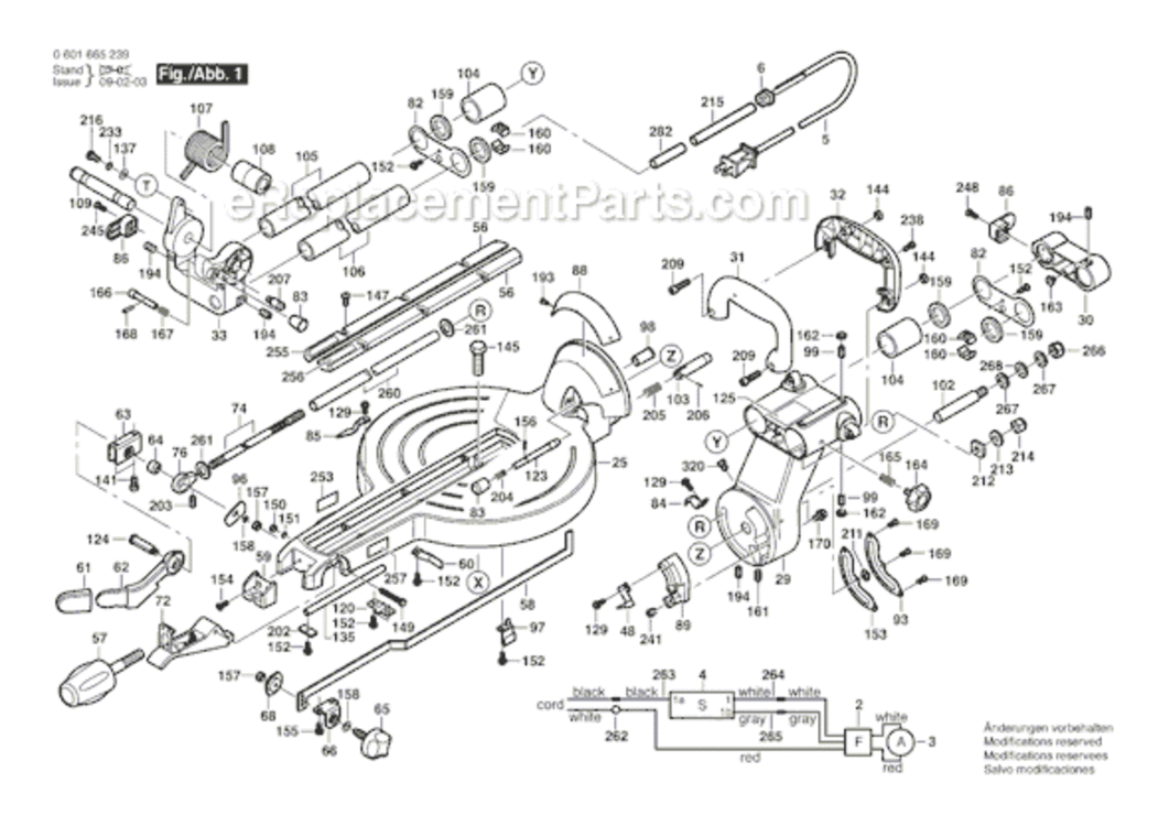 Page A Diagram and Parts List for 5412 06016651A9 Bosch Miter Saw