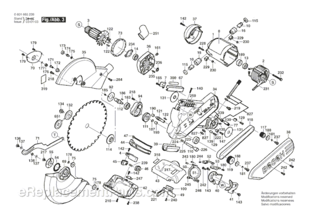 Page C Diagram and Parts List for 5412 06016651A9 Bosch Miter Saw