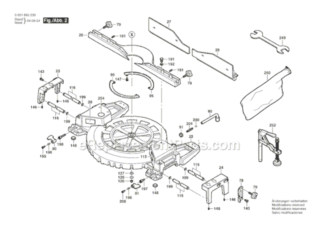 Page B Diagram and Parts List for 5412 0601665239 Bosch Miter Saw
