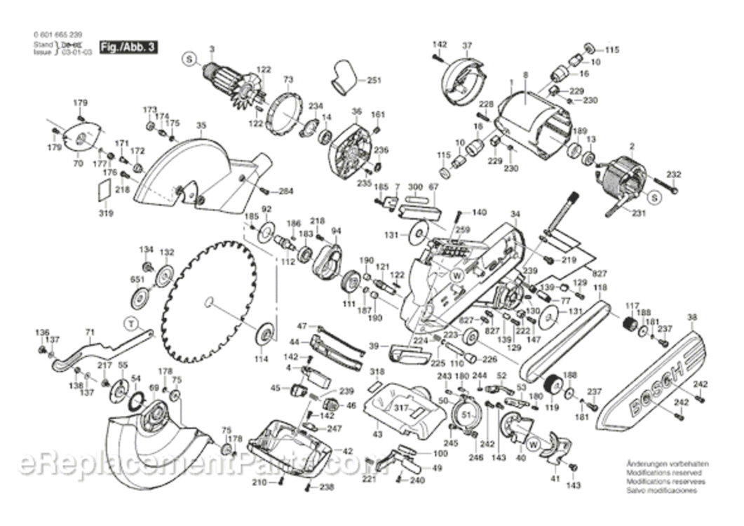 Page C Diagram and Parts List for 5412 0601665239 Bosch Miter Saw