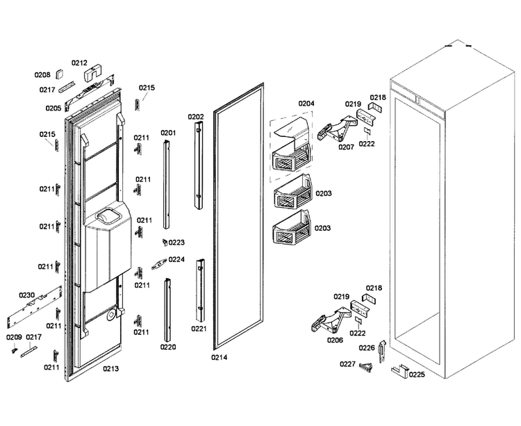Door Assy Diagram and Parts List for T18ID80NLP 37 Thermador Freezer