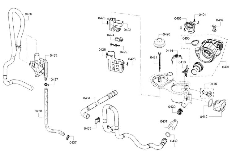 Pump Diagram and Parts List for SHX4ATF5UC 12 Bosch Dishwasher