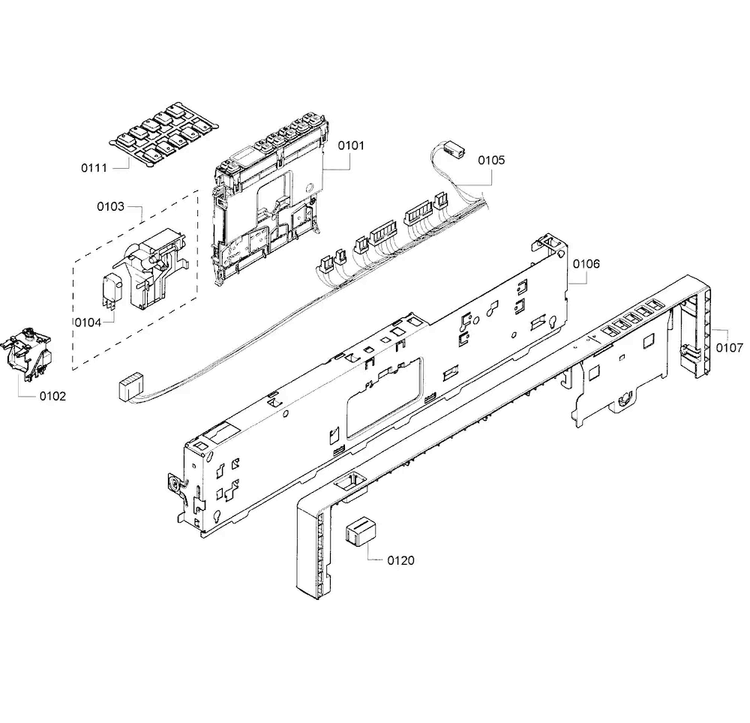 Control Panel Diagram and Parts List for DWHD410HFM 61 Thermador Dishwasher