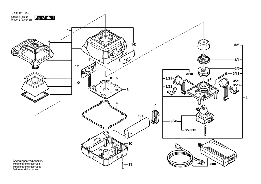 Diagram Diagram and Parts List for RL250GL F 034 K61 913 Bosch Laser Level