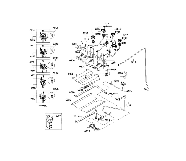 Valve Assy Diagram and Parts List for HGS3053UC 10 Bosch Range