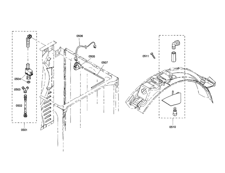 Supply Hose/mist Nozzle Diagram and Parts List for WTMC8330US 05 Bosch Dryer