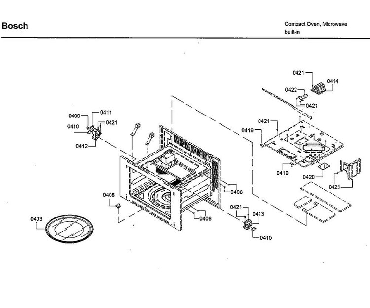 Cavity Diagram and Parts List for HMB57152UC 02 Bosch Microwave