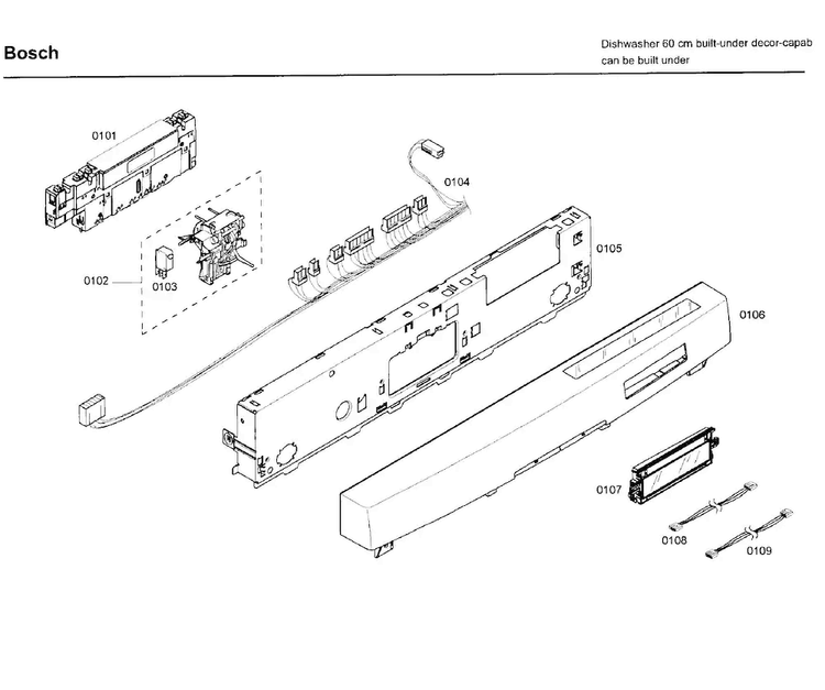 Control Panel Diagram and Parts List for SHE99C05UC 46 Bosch Dishwasher