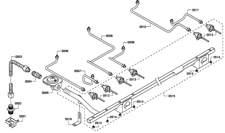Gas Supplay Diagram and Parts List for PRD486GDHU 01 Thermador Range