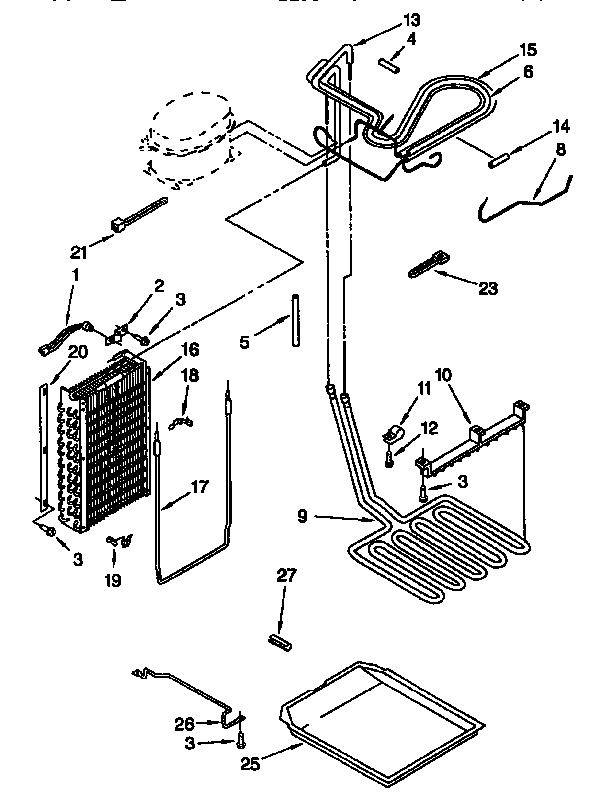 Lower Unit And Tubing Diagram and Parts List for TSS48QBW00  Thermador Refrigerator