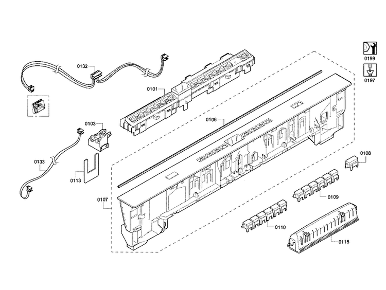 Control Panel Diagram and Parts List for SHX53T55UC 02 Bosch Dishwasher
