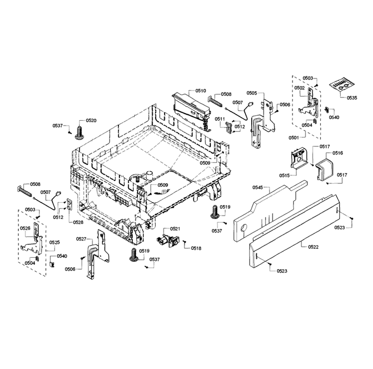 Base Diagram and Parts List for SHX3AR72UC 10 Bosch Dishwasher