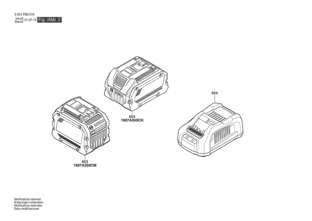 Figure 4 Diagram and Parts List for 3601FB9010 GKS 18V-26 L Bosch Circular Saw