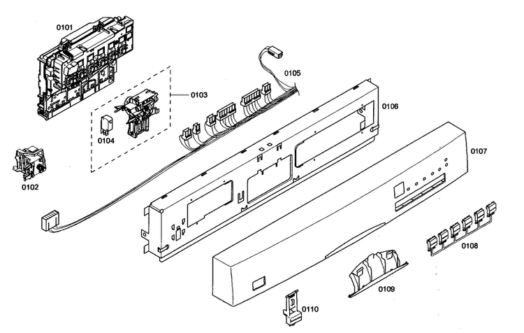 Control Panel Diagram and Parts List for SHE46C02UC 38 Bosch Dishwasher
