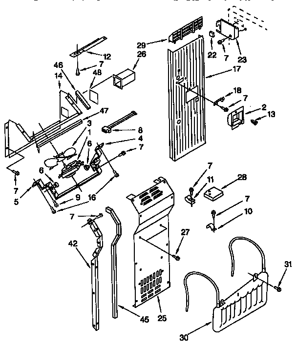Air Flow And Reservoir Diagram and Parts List for TSS48QBW00  Thermador Refrigerator