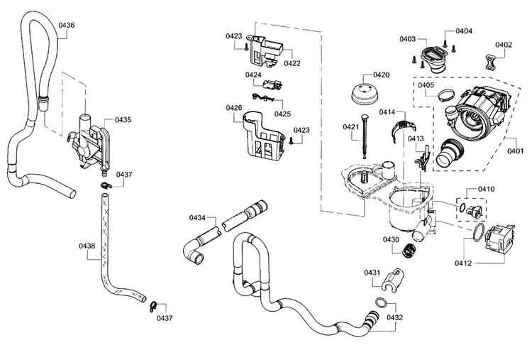 Pump Diagram and Parts List for SHE3ARF5UC 21 Bosch Dishwasher