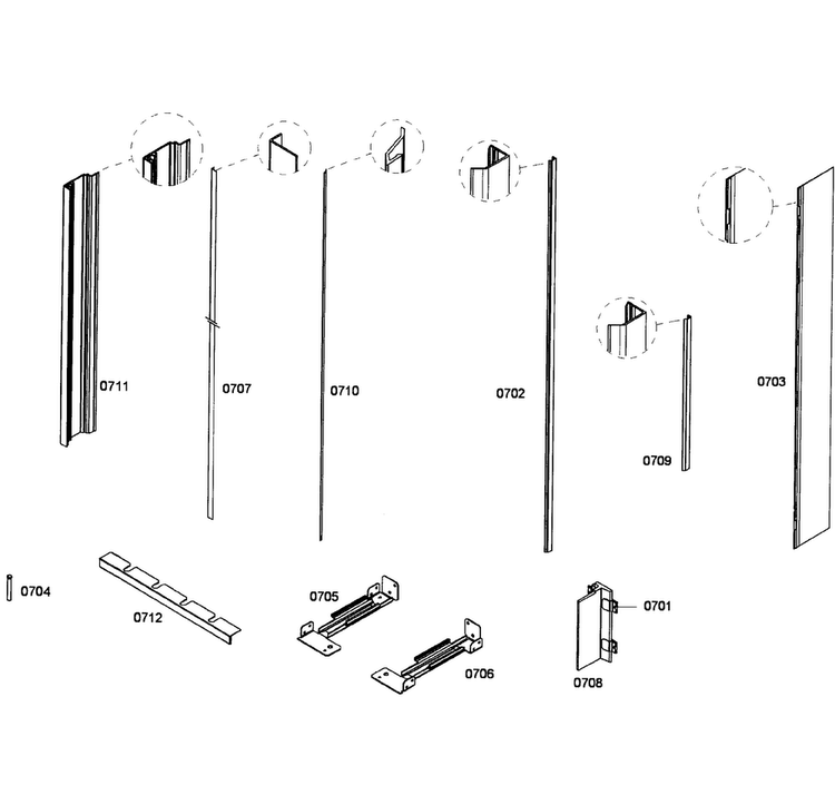 Installation Diagram and Parts List for T36IT71FN 01 Thermador Refrigerator