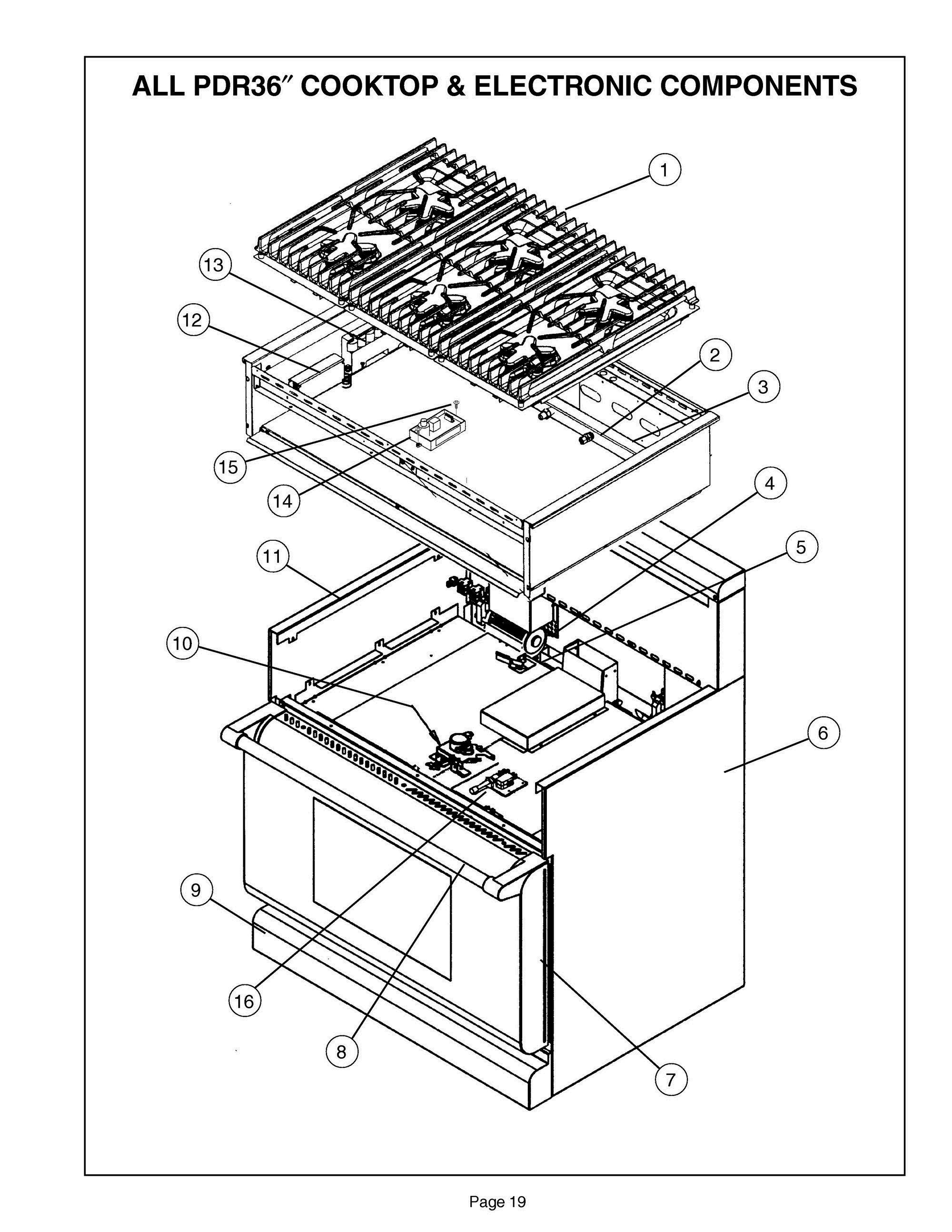 06 - COOKTOP & ELECTRONIC COMPONENTS Diagram and Parts List for PDR366ZS  Bosch Range