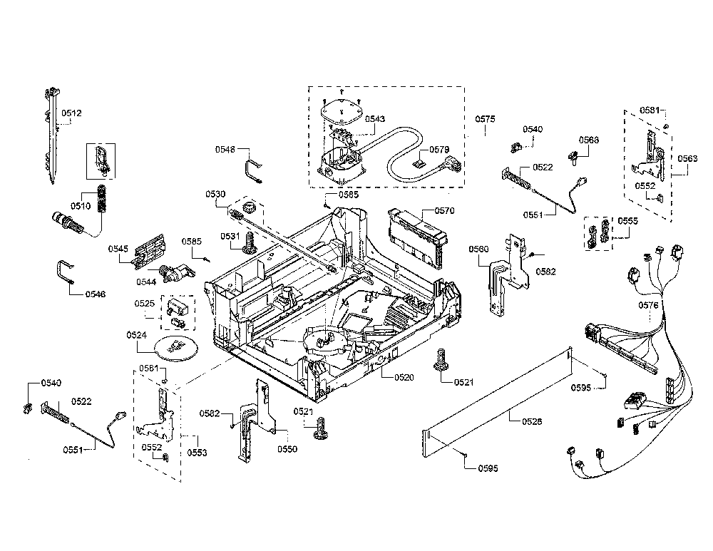 Base/power cord Diagram and Parts List for SHV863WD3N 01 Bosch Dishwasher