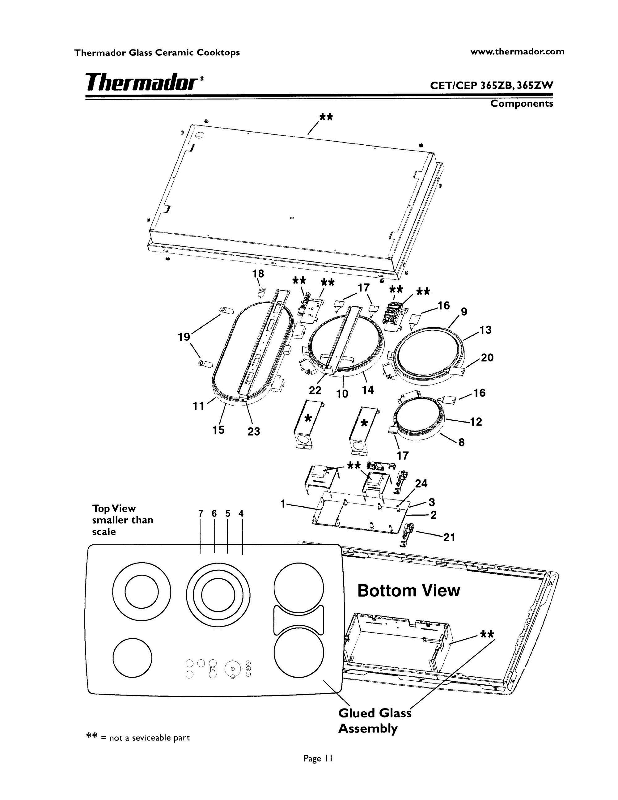 10 - COMPONENTS Diagram and Parts List for CEP365ZB  Bosch Range