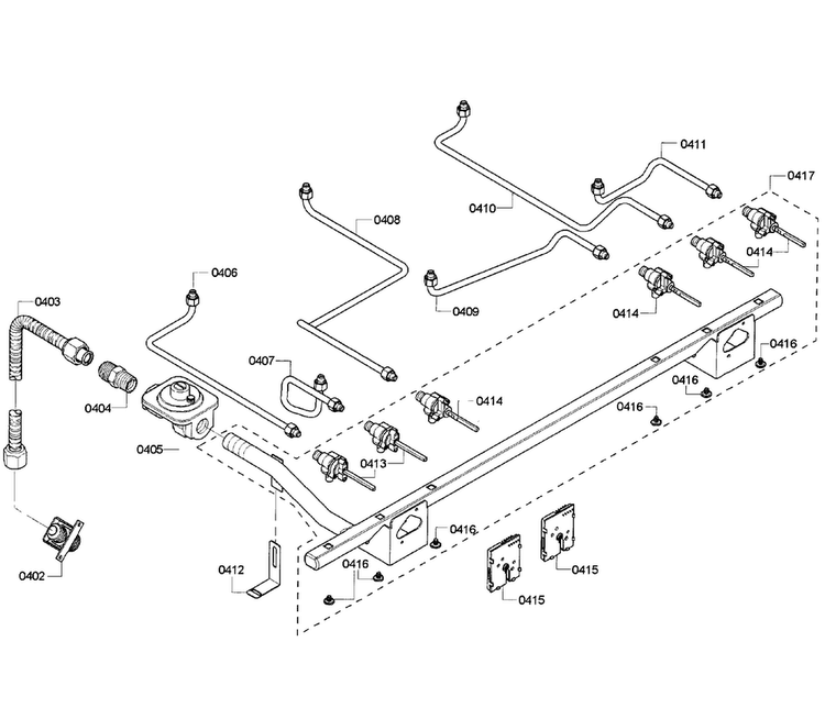 Manifold Diagram and Parts List for PRD366GHC 09 Thermador Range