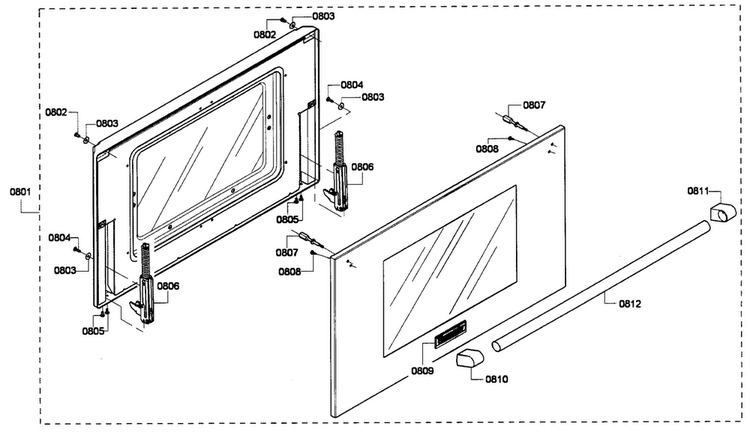 Door Assy Diagram and Parts List for PRG366GH 01 Thermador Range