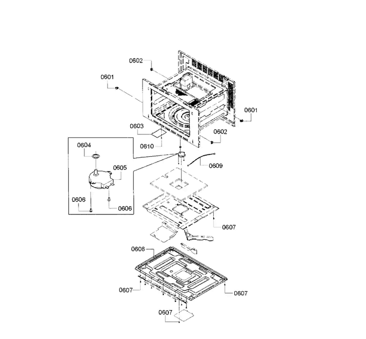 Motor Diagram and Parts List for HMC80151UC 01 Bosch Microwave