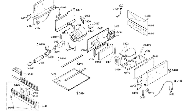 Compressor Diagram and Parts List for B24IF70NSP 06 Bosch Freezer