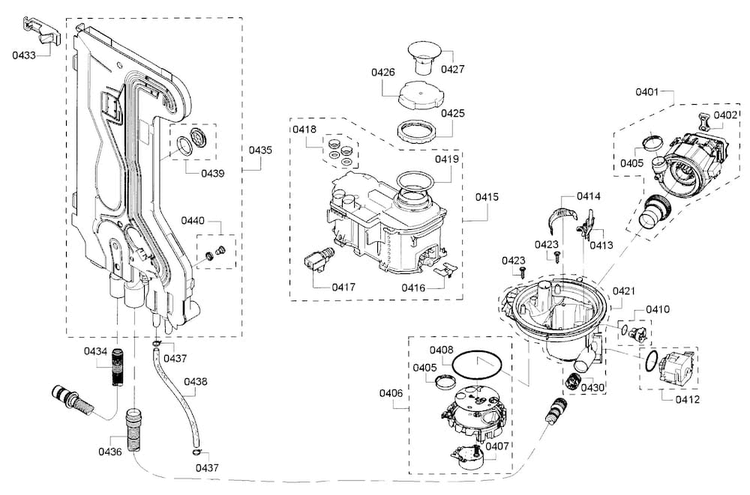 Pump Diagram and Parts List for SHX7PT55UC 07 Bosch Dishwasher