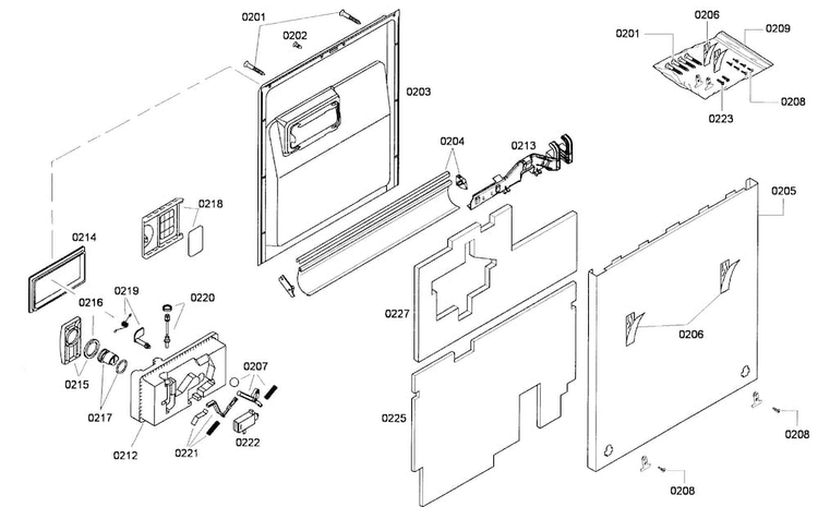 Door Assy Diagram and Parts List for DWHD630GPR 53 Thermador Dishwasher