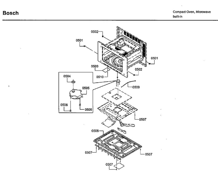Turntable Motor Diagram and Parts List for HMB57152UC 02 Bosch Microwave