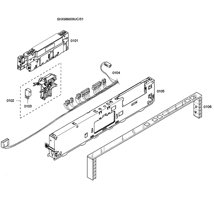 Control Panel Diagram and Parts List for SHX98M09UC 51 Bosch Dishwasher
