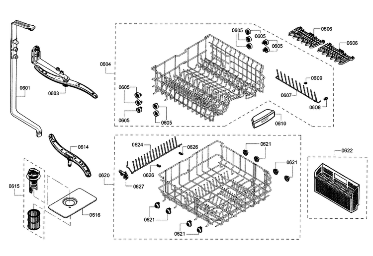 Rack Assy Diagram and Parts List for SHE3AR72UC 14 Bosch Dishwasher