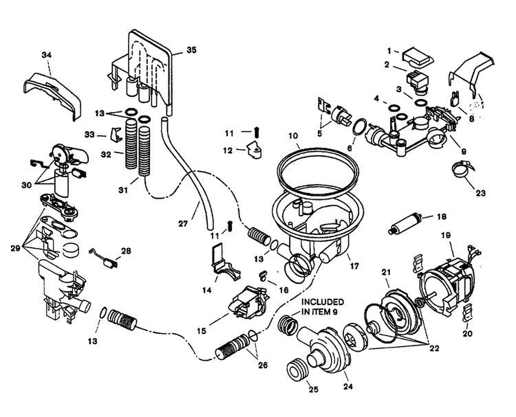 Component Assy Diagram and Parts List for SHU5306UC 11 Bosch Dishwasher