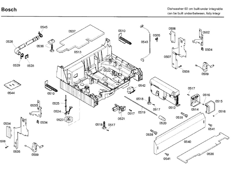 Base Diagram and Parts List for SHV68M03UC 50 Bosch Dishwasher