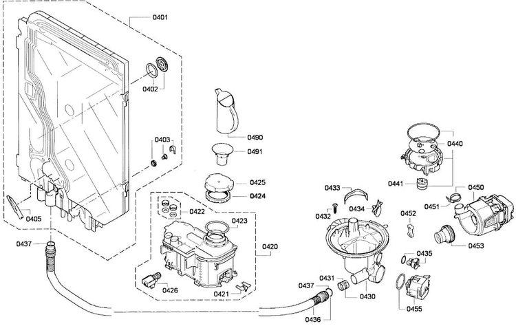 Pump Assy Diagram and Parts List for DWHD651GFP 01 Thermador Dishwasher