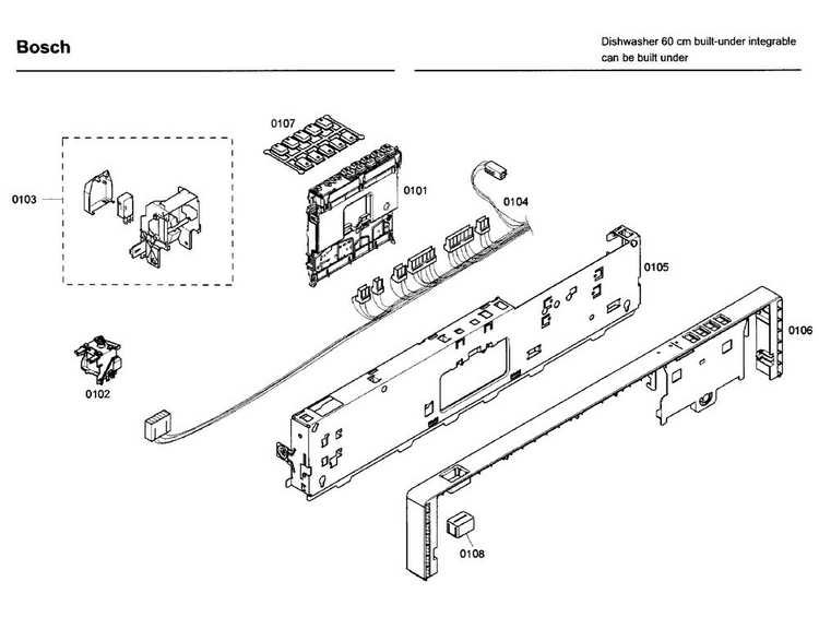 Control Panel Diagram and Parts List for SHX43C02UC 46 Bosch Dishwasher