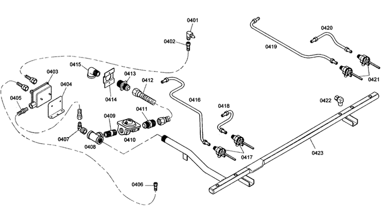 Gas Valve Diagram and Parts List for PRG364ELH01  Thermador Range