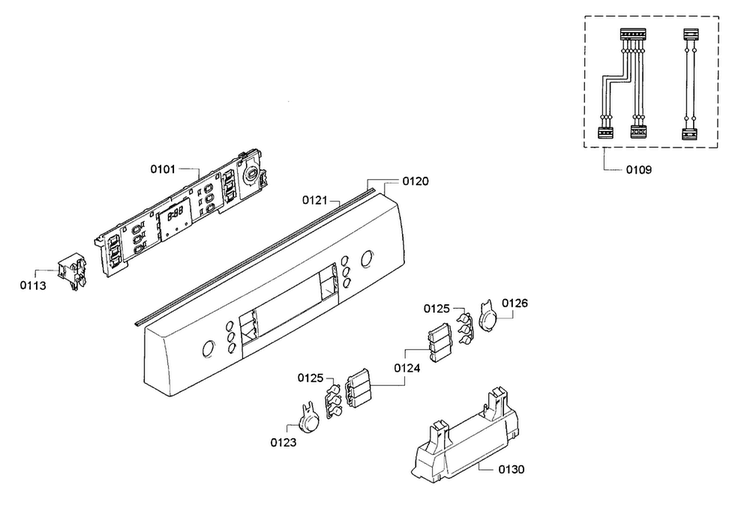Control Panel Diagram and Parts List for SPE5ES55UC 30 Bosch Dishwasher