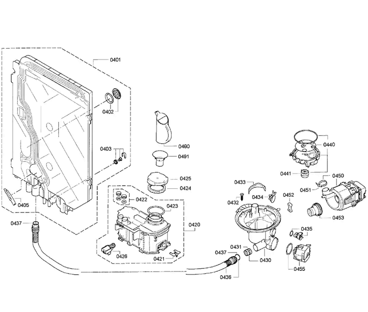 Pump Assy Diagram and Parts List for SGE63E06UC 28 Bosch Dishwasher