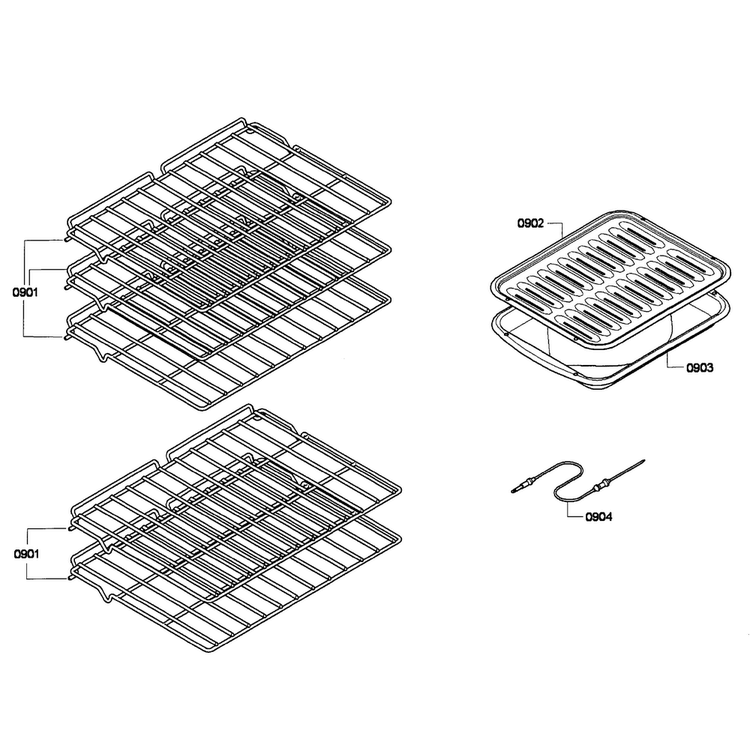 Shelfs Diagram and Parts List for HBN5650UC 05 Bosch Wall Oven