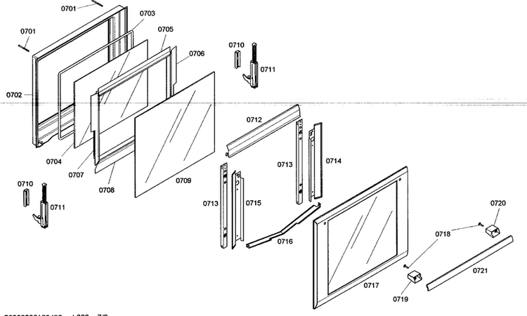Bottom Door Assy Diagram and Parts List for ME272ES01  Thermador Wall Oven