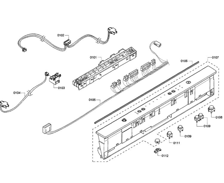 Control Panel Diagram and Parts List for SHX3AR72UC 07 Bosch Dishwasher