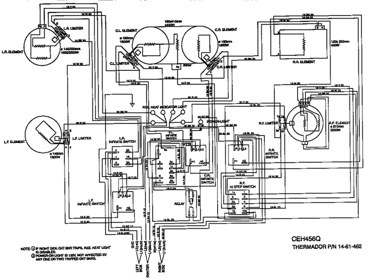 Section 2 Diagram and Parts List for CEH456QB  Thermador Cooktop