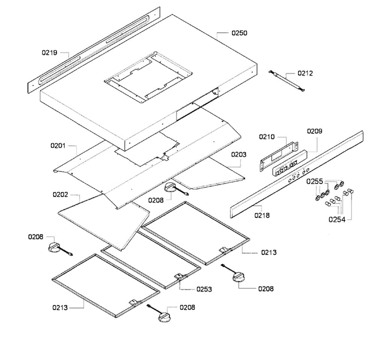 Range Hood Diagram and Parts List for HPIB42HS 01 Thermador Range Hood