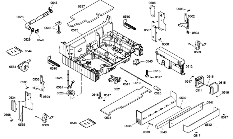 Base Assy Diagram and Parts List for SHX98M09UC 53 Bosch Dishwasher