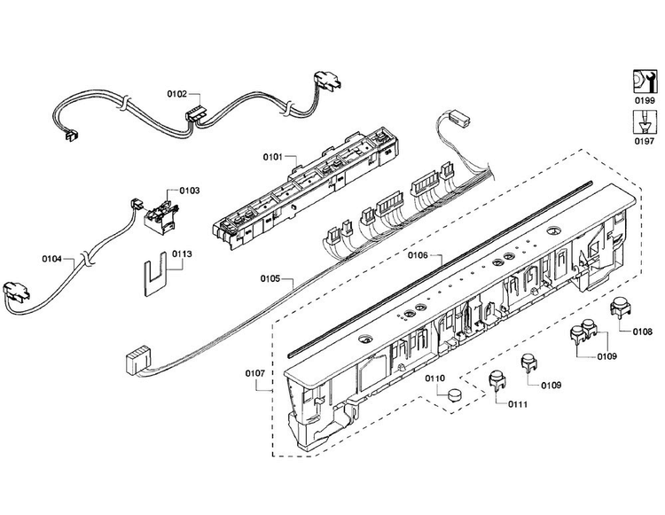 Control Panel Diagram and Parts List for SHX3AR72UC 21 Bosch Dishwasher