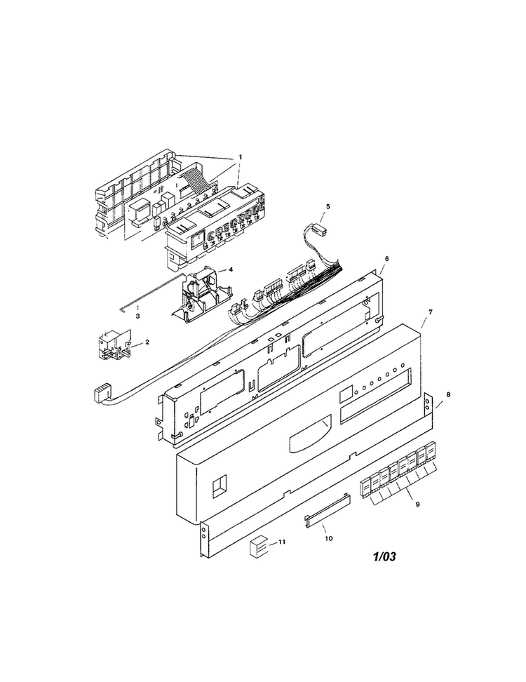 Fascia Panel Diagram and Parts List for SHI6802UC 11 Bosch Dishwasher